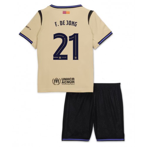 Dětský fotbalový dres Barcelona Frenkie de Jong #21 2025-26 Venkovní Krátký Rukáv (+ trenýrky)